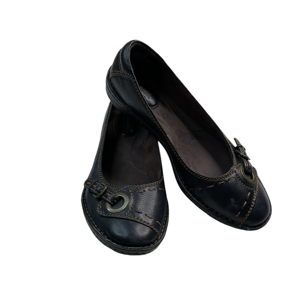 Clark’s Bendables Women’s Shoes Size 9M Black Brown Slip On Loafer Leather 1058